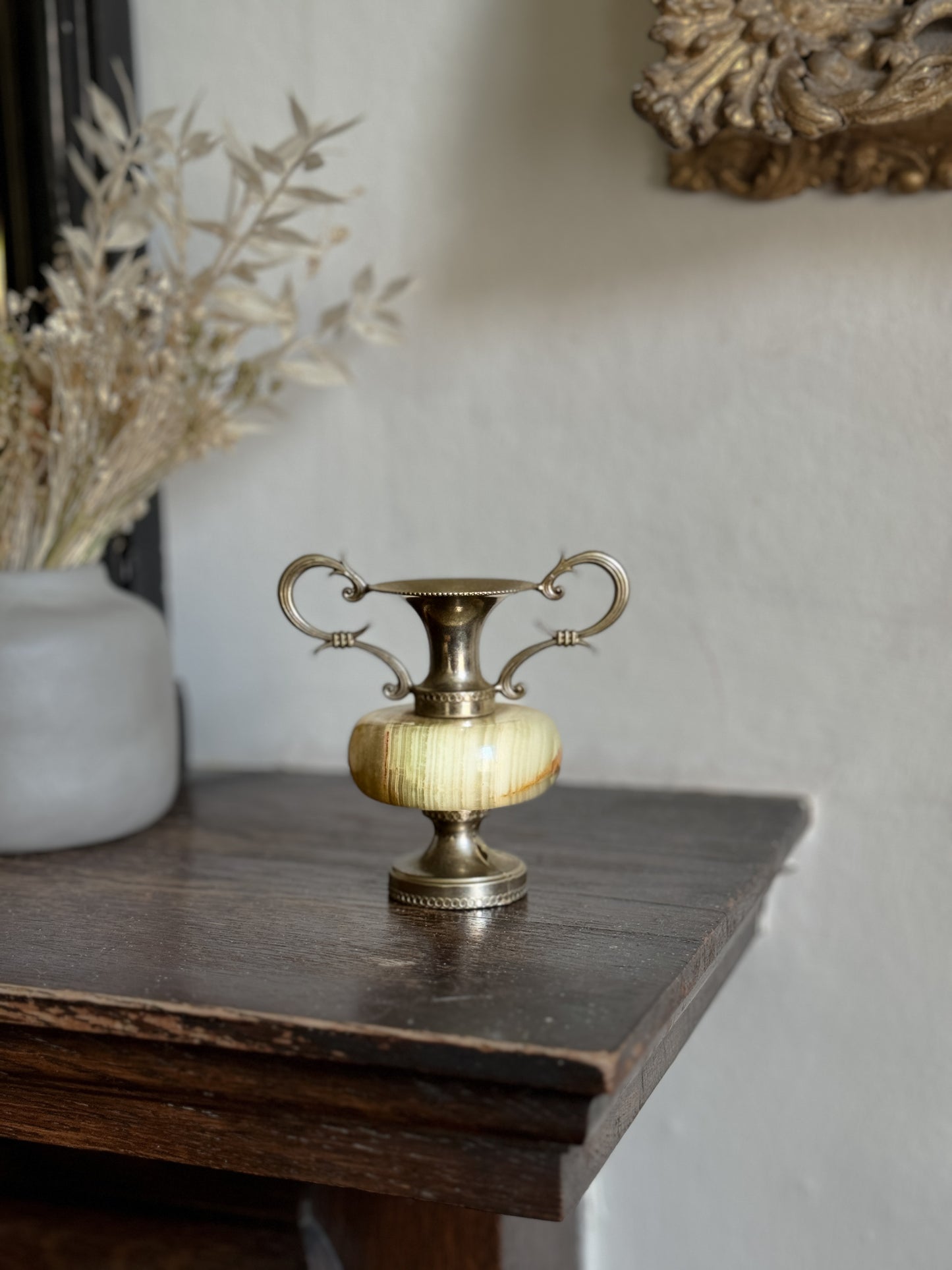 Vintage Onyx & Brass Amphora