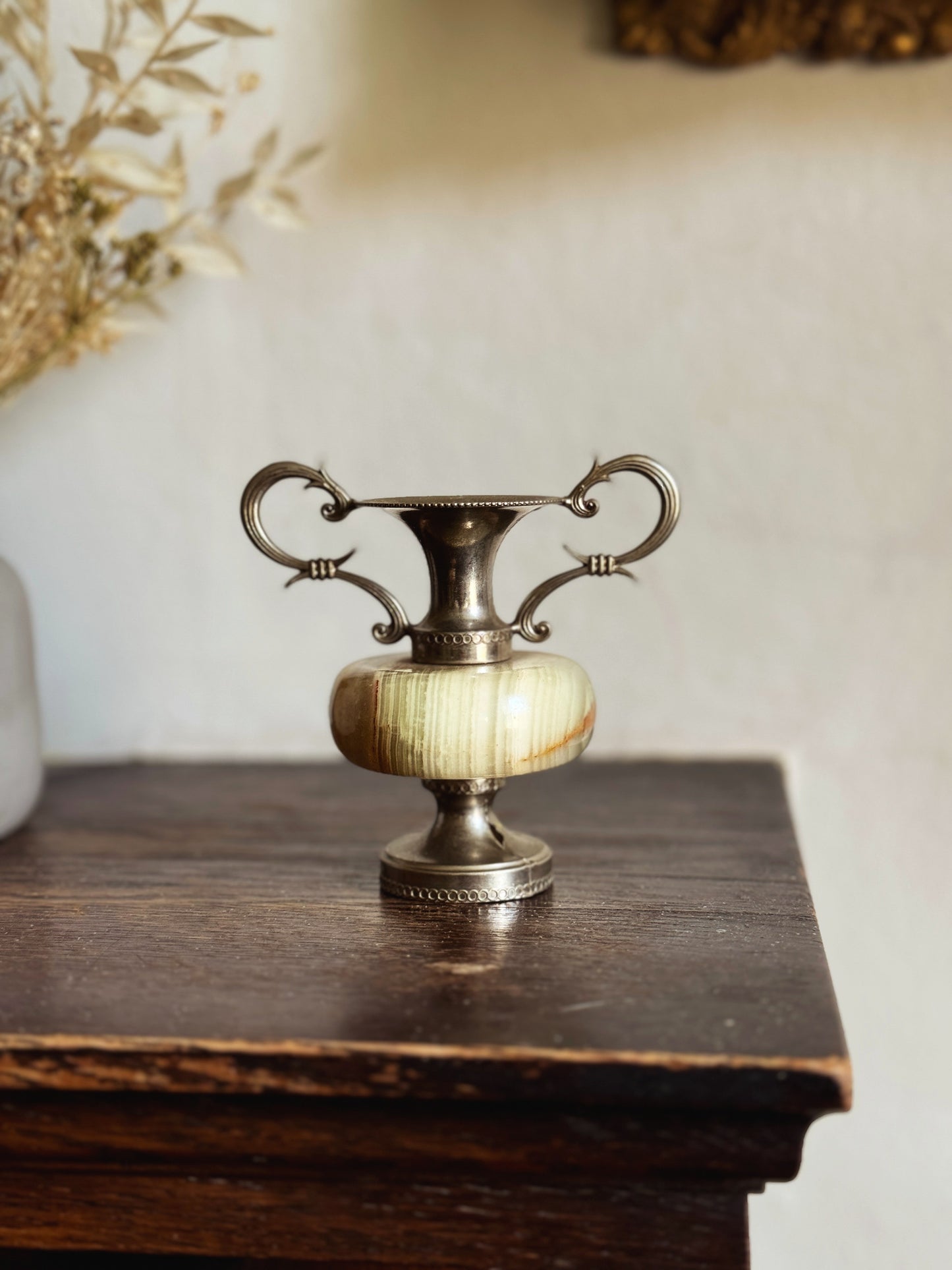 Vintage Onyx & Brass Amphora