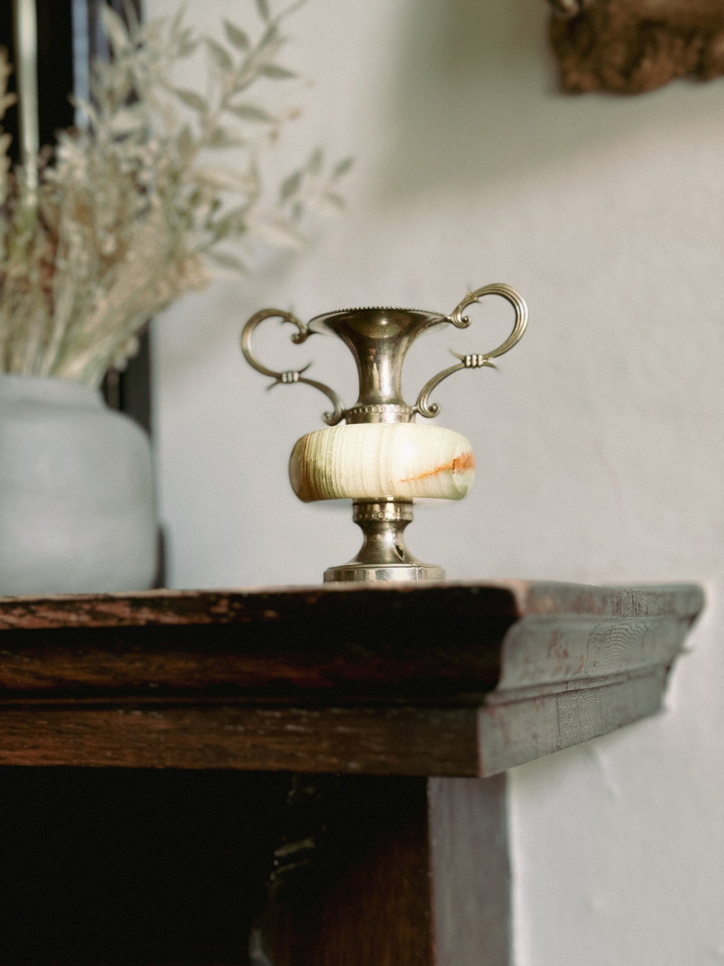 Vintage Onyx & Brass Amphora