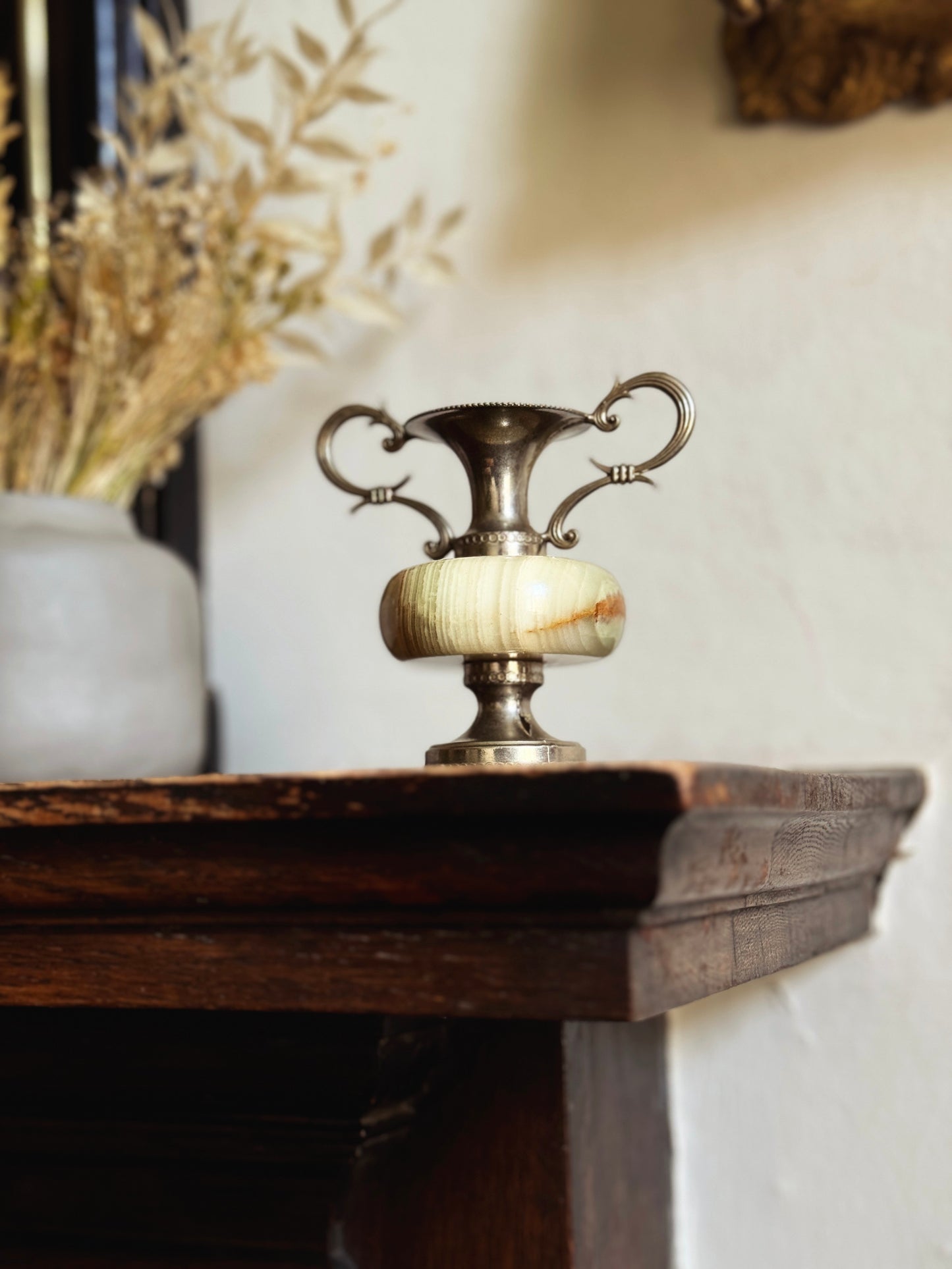 Vintage Onyx & Brass Amphora