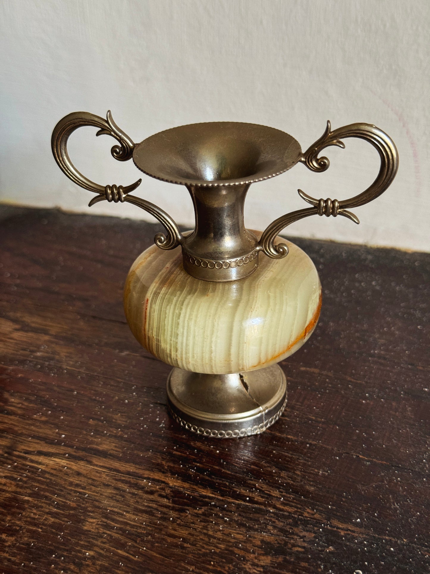 Vintage Onyx & Brass Amphora