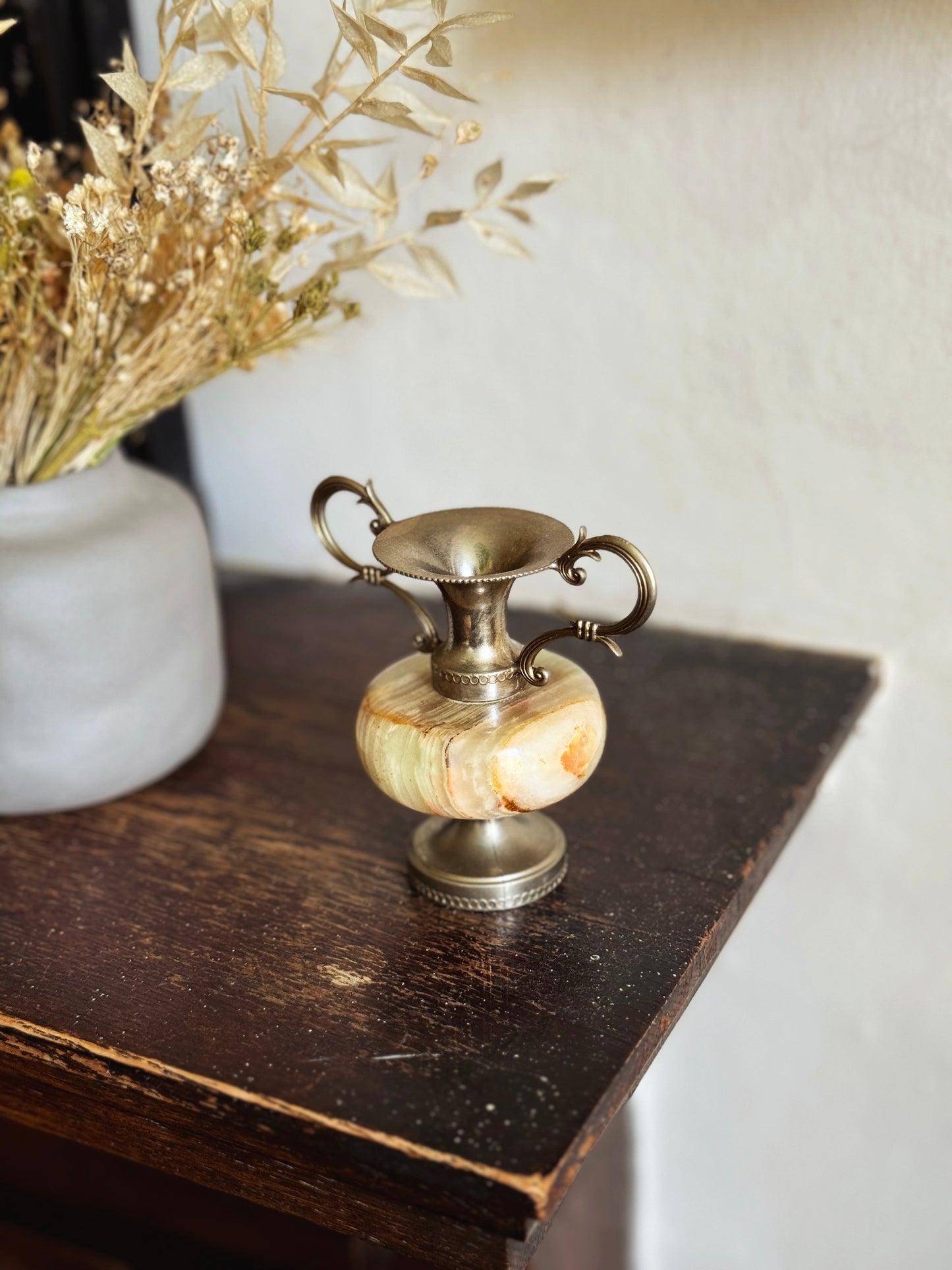 Vintage Onyx & Brass Amphora
