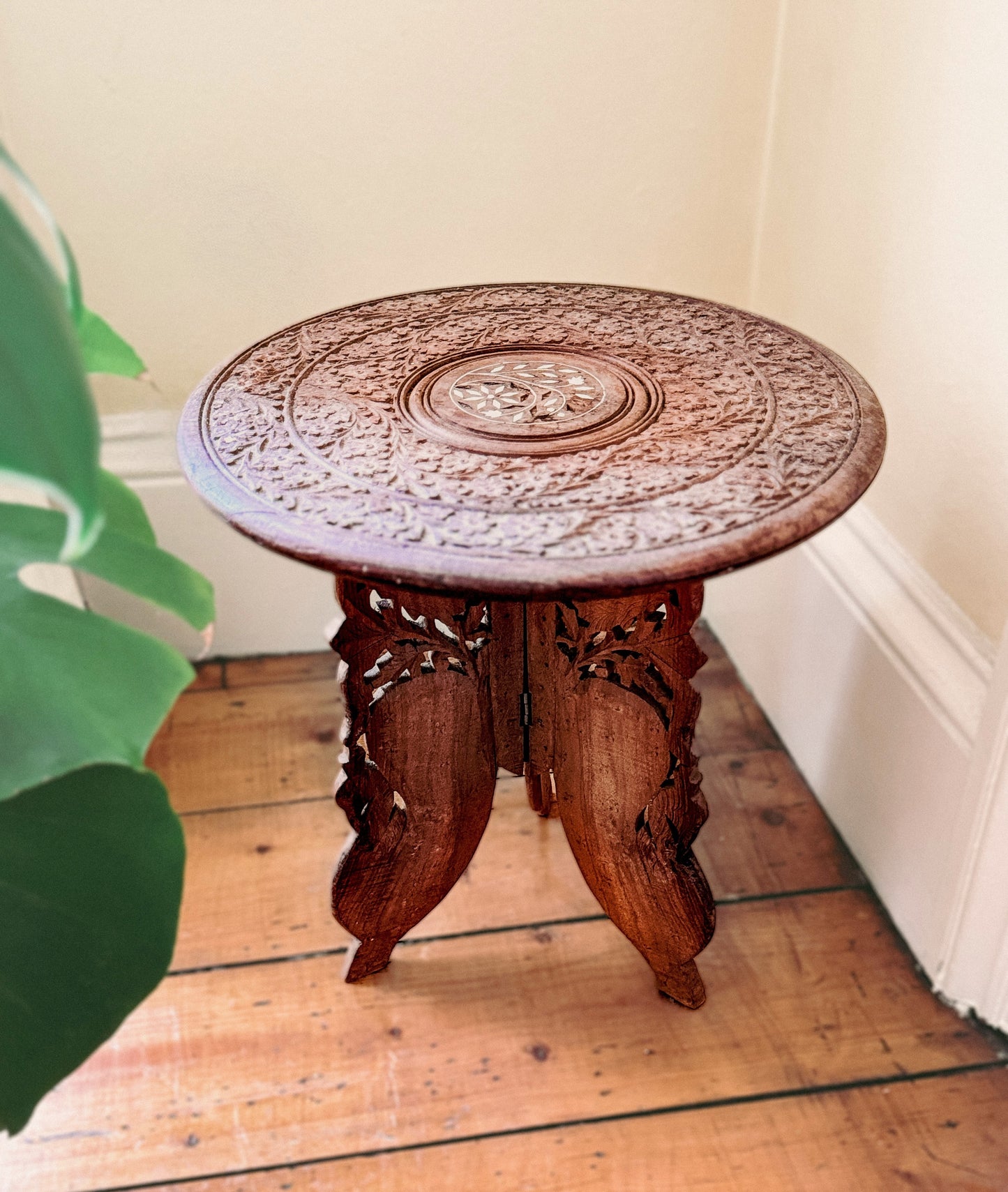 Anglo-Indian Carved Folding Table