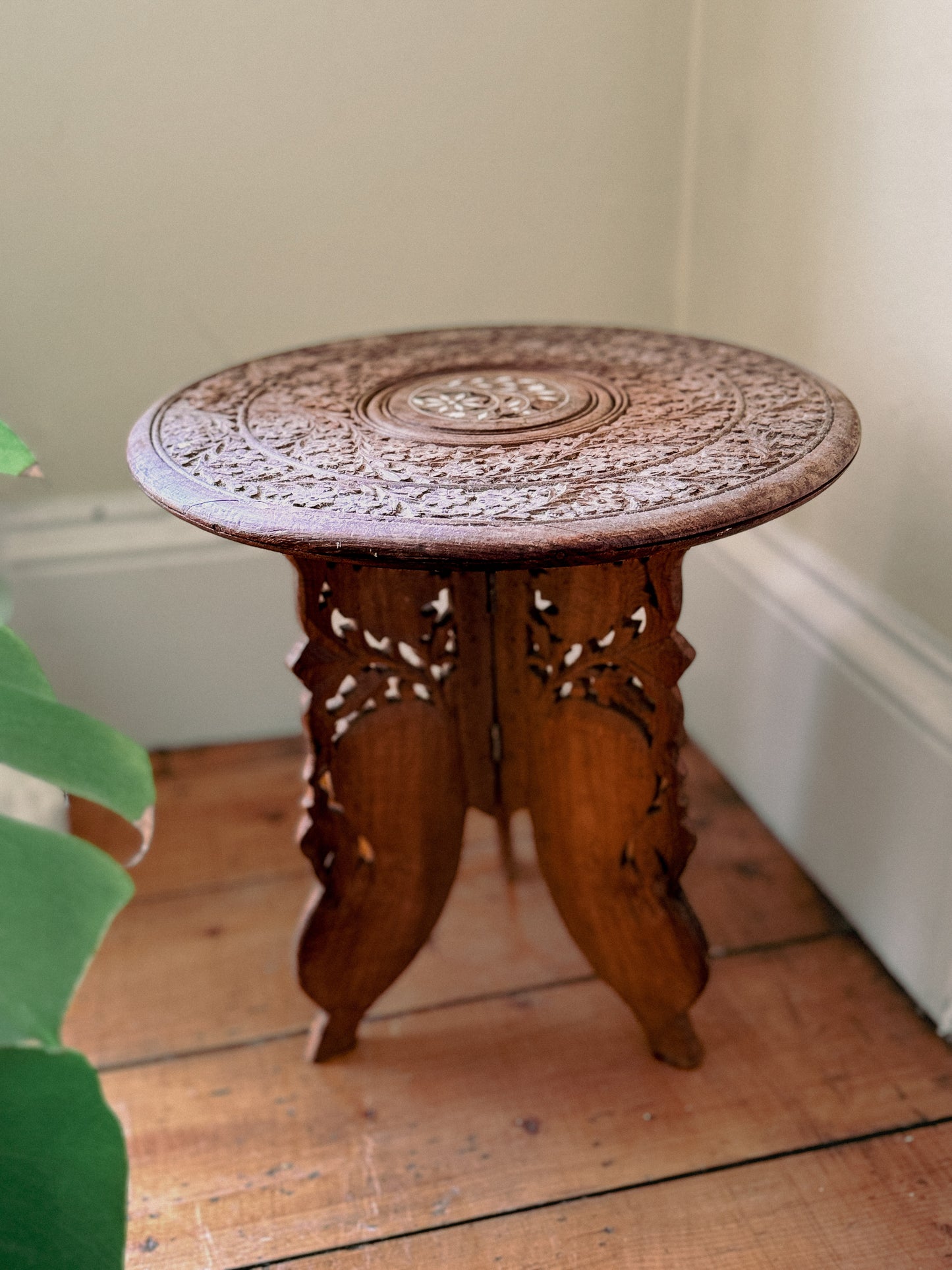 Anglo-Indian Carved Folding Table